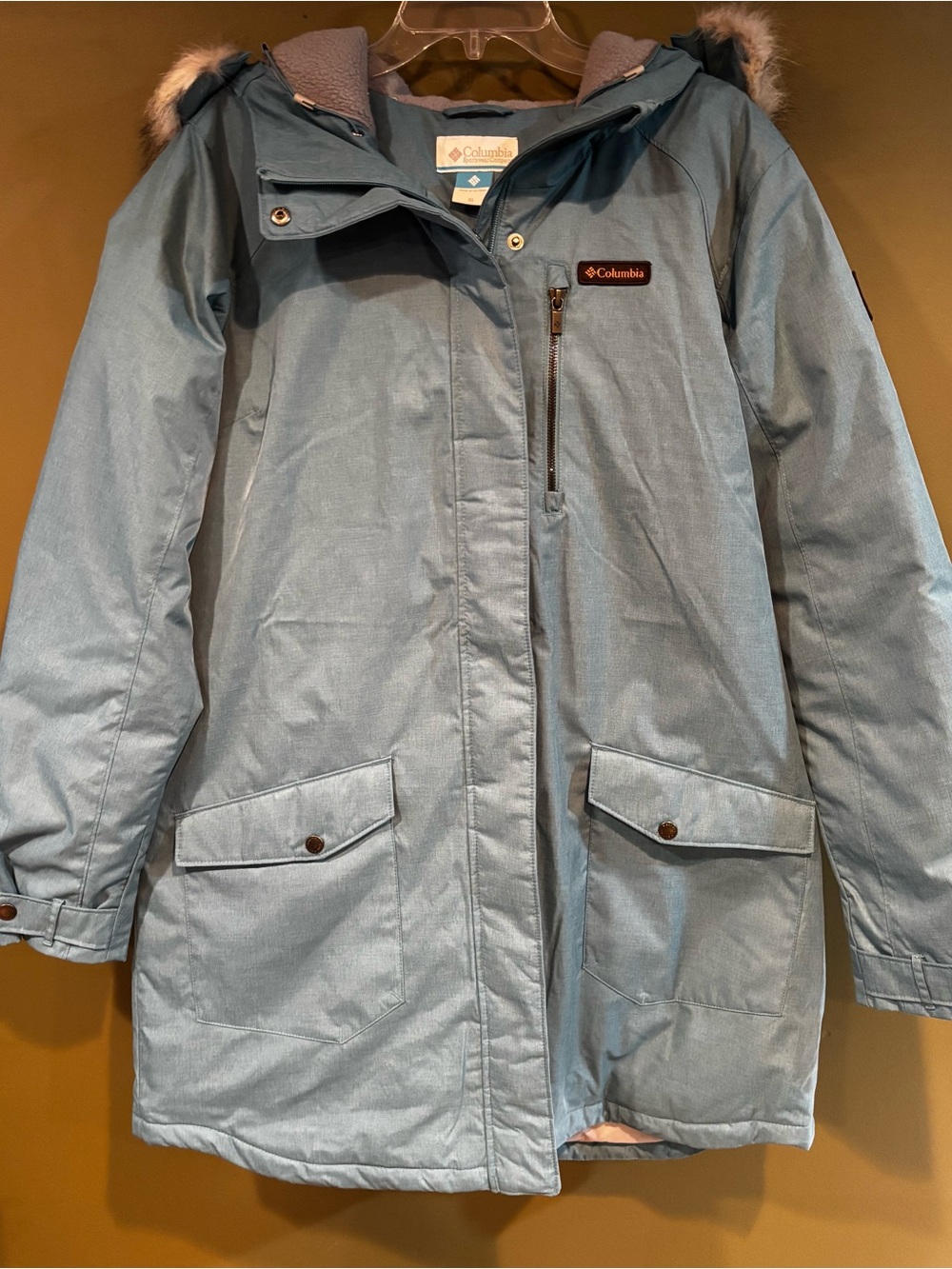Columbia Women's Teal Insulated Parka Jacket with Faux Fur Hood
